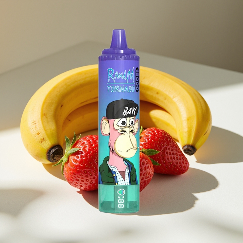 RandM Fumot Tornado 15000 Puffs Disposable Vape Strawberry Banana 25mL 850mAh Mesh Coil