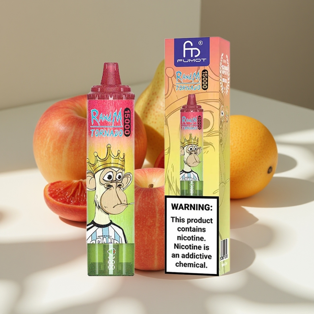 RandM Fumot Tornado 15000 Puffs Disposable Vape with 25ml Liquid & Mesh Coil – Apple Peach Pear