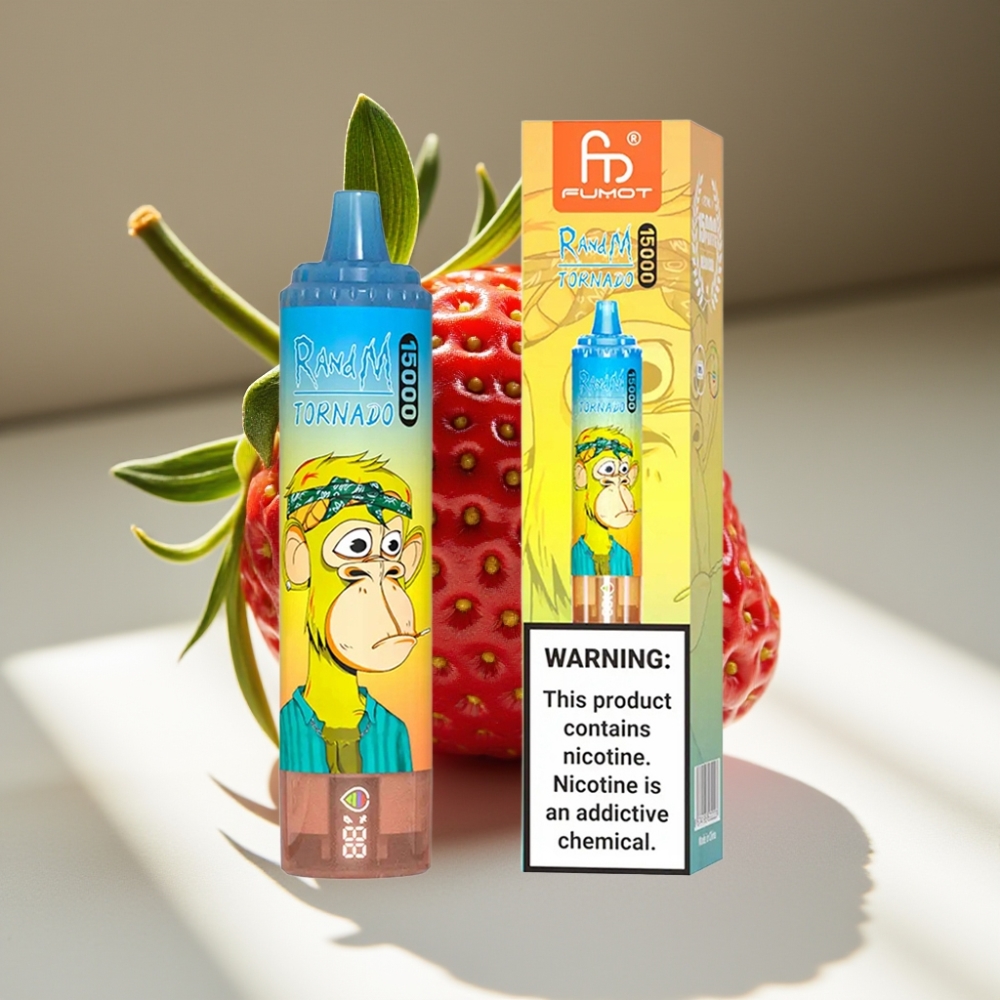 RandM Fumot Tornado 15000 Puffs Disposable Vape with 25ml Liquid & Mesh Coil - Strawberry