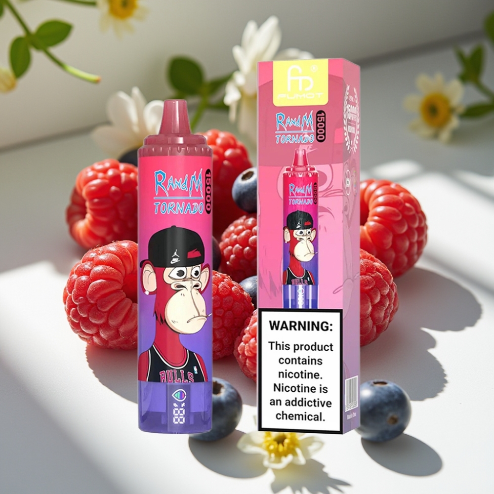 RandM Fumot Tornado 15000 Puffs Mesh Coil 25ml Disposable Vape Bluesour Raspberry