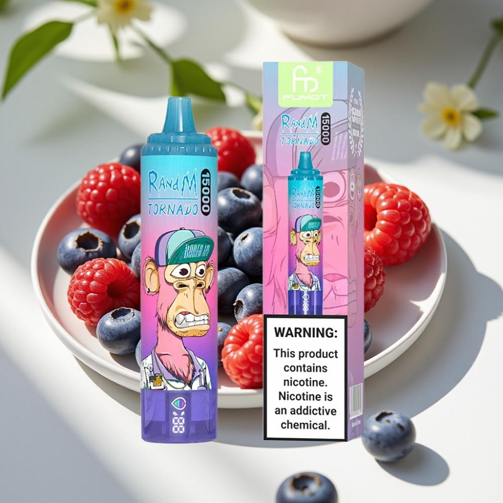 RandM Fumot Tornado 15000 Puffs Mesh Coil Disposable Vape Blueberry Raspberry