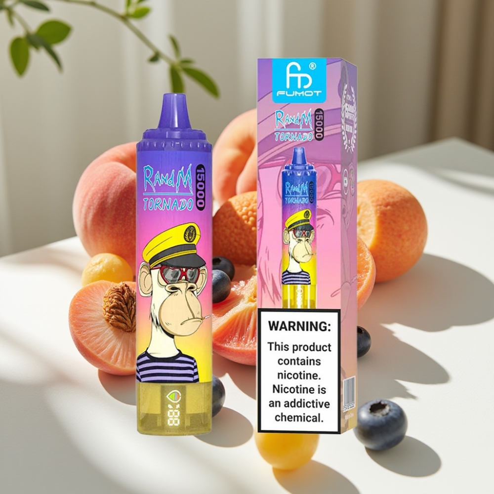 RandM Fumot Tornado 15000 Puffs Mesh Coil Disposable Vape Peach Blueberry Candy