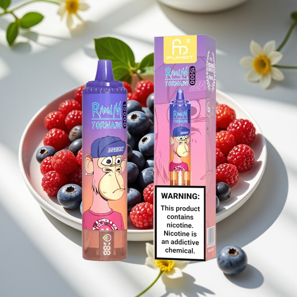 RandM Fumot Tornado 15K Puffs 25ml Mesh Disposable Vape Blueberry Cherry Cranberry