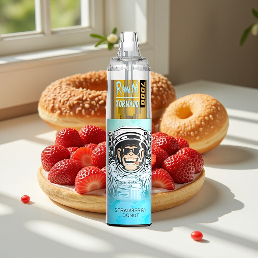 RandM Fumot Tornado 7000 Disposable Vape – 14ML E-liquid, Mesh Coil, Type-C, Air-Adjustable, Strawberry Donut
