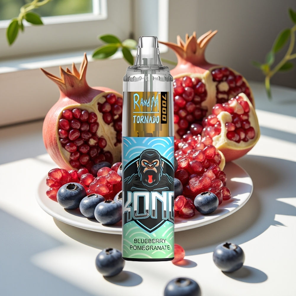 RandM Fumot Tornado 7000 Disposable Vape with Mesh Coil, RGB Light, and Type-C Port – Blueberry Pomegranate
