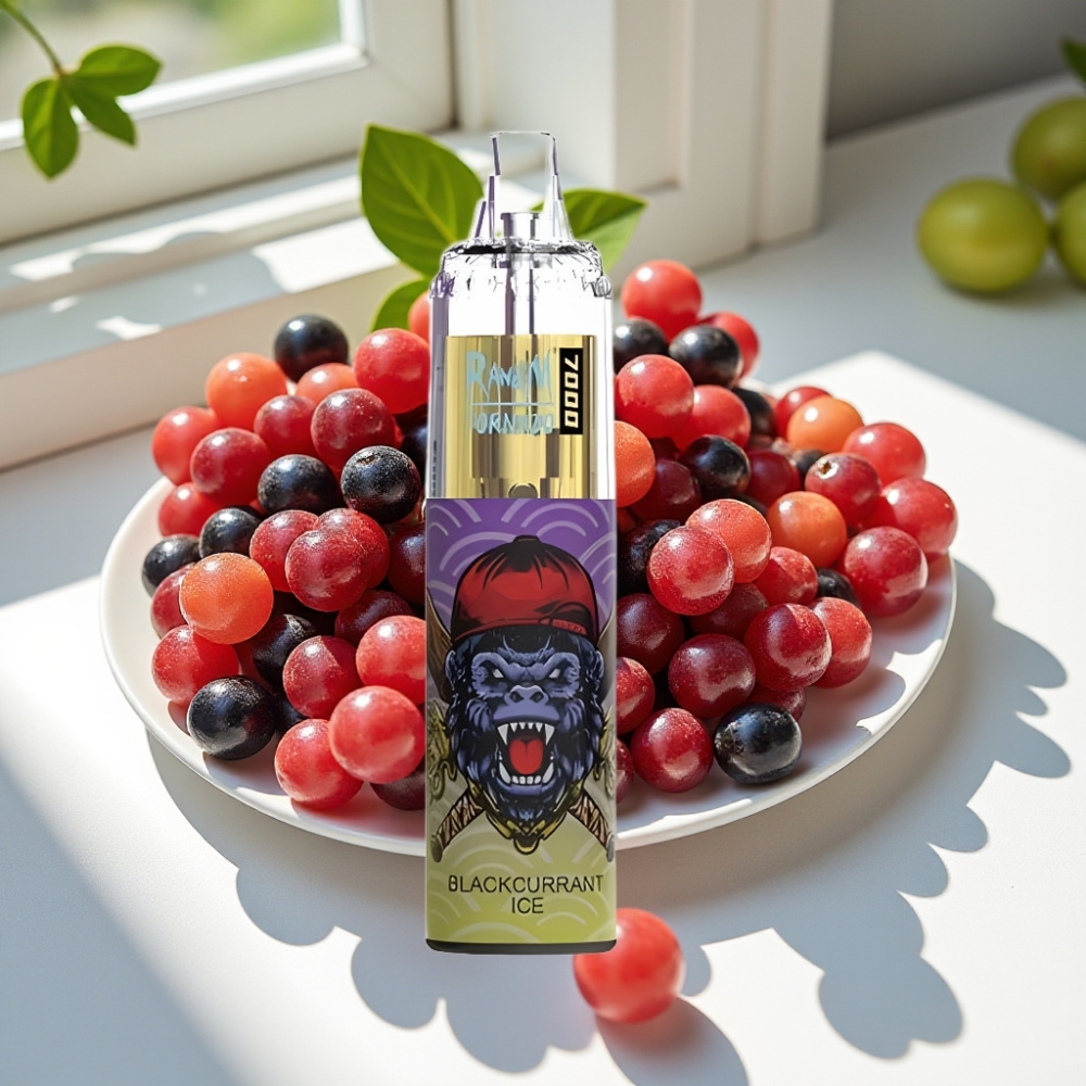 RandM Fumot Tornado 7000 Disposable Vape with Mesh Coil, Type-C, and RGB Light – Blackcurrant Ice
