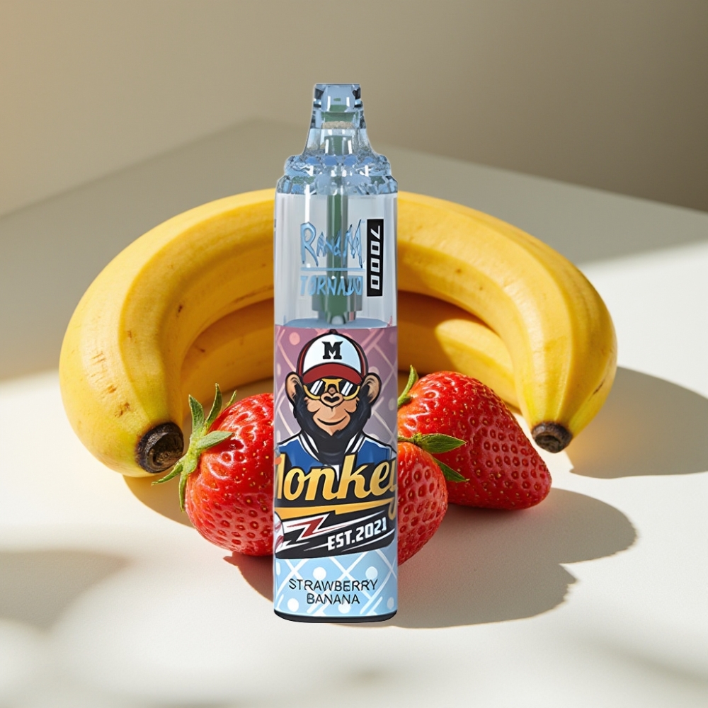 RandM Fumot Tornado 7000 Puffs Disposable Vape with Mesh Coil & RGB Light - Strawberry Banana