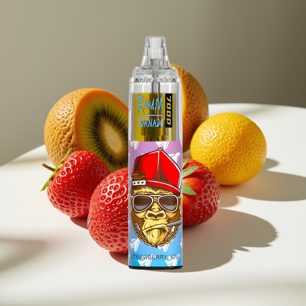 RandM Fumot Tornado 7000 Puffs Disposable Vape with Mesh Coil & RGB Light – Strawberry Kiwi