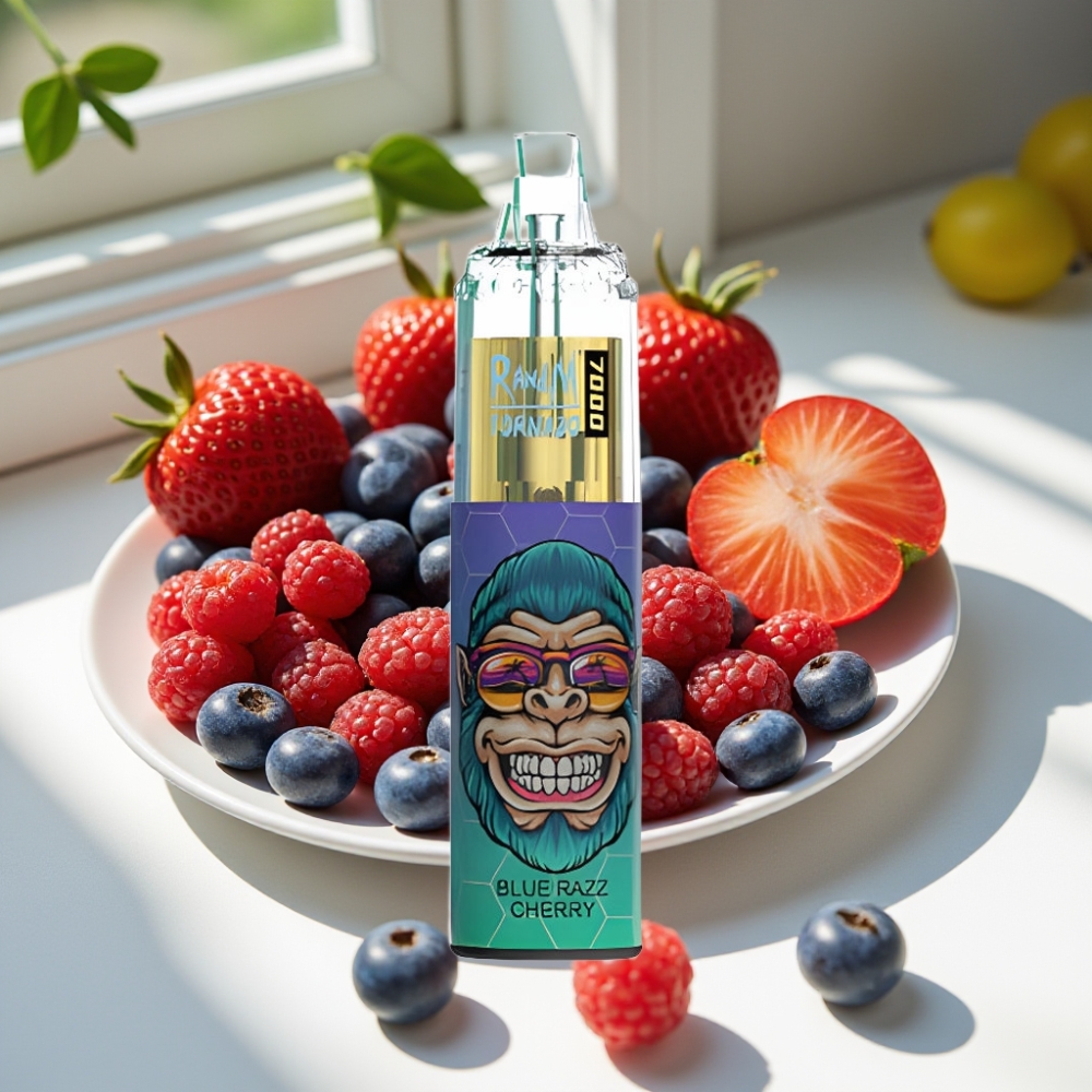 RandM Fumot Tornado 7000 Puffs Mesh Coil Disposable Vape Blue Razz Cherry