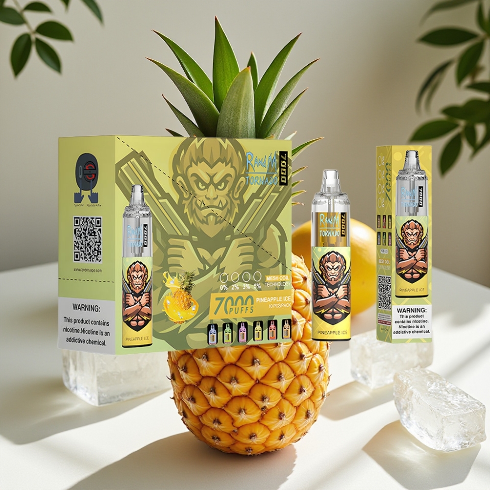 RandM Fumot Tornado 7000 Puffs Mesh Coil Disposable Vape Pineapple Ice