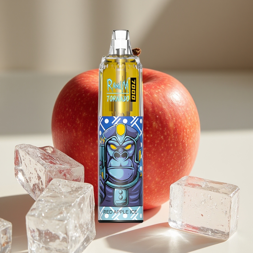 RandM Fumot Tornado 7000 Puffs Mesh Coil Disposable Vape Red Apple Ice
