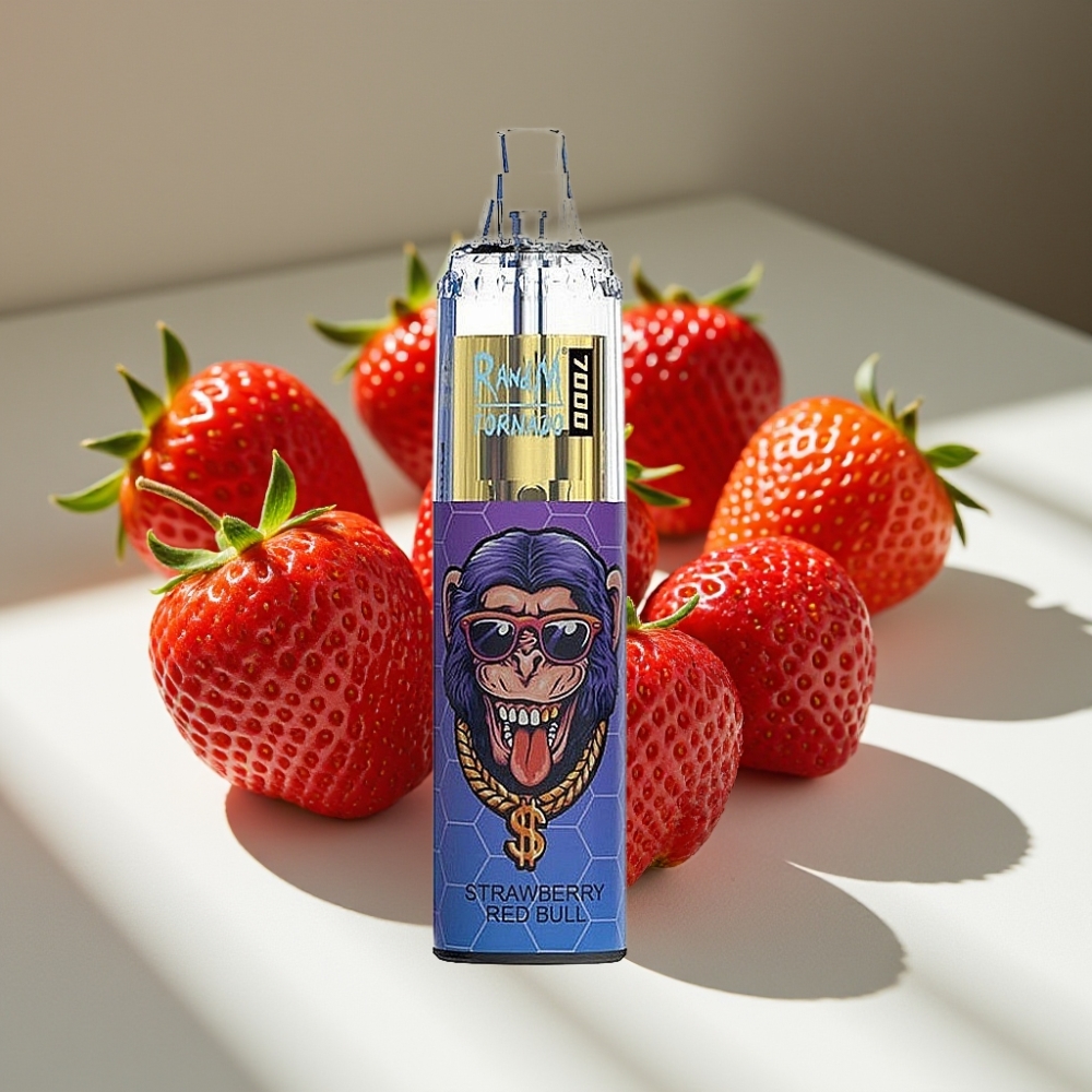 RandM Fumot Tornado 7000 Puffs Mesh Coil Disposable Vape Strawberry Red Bull