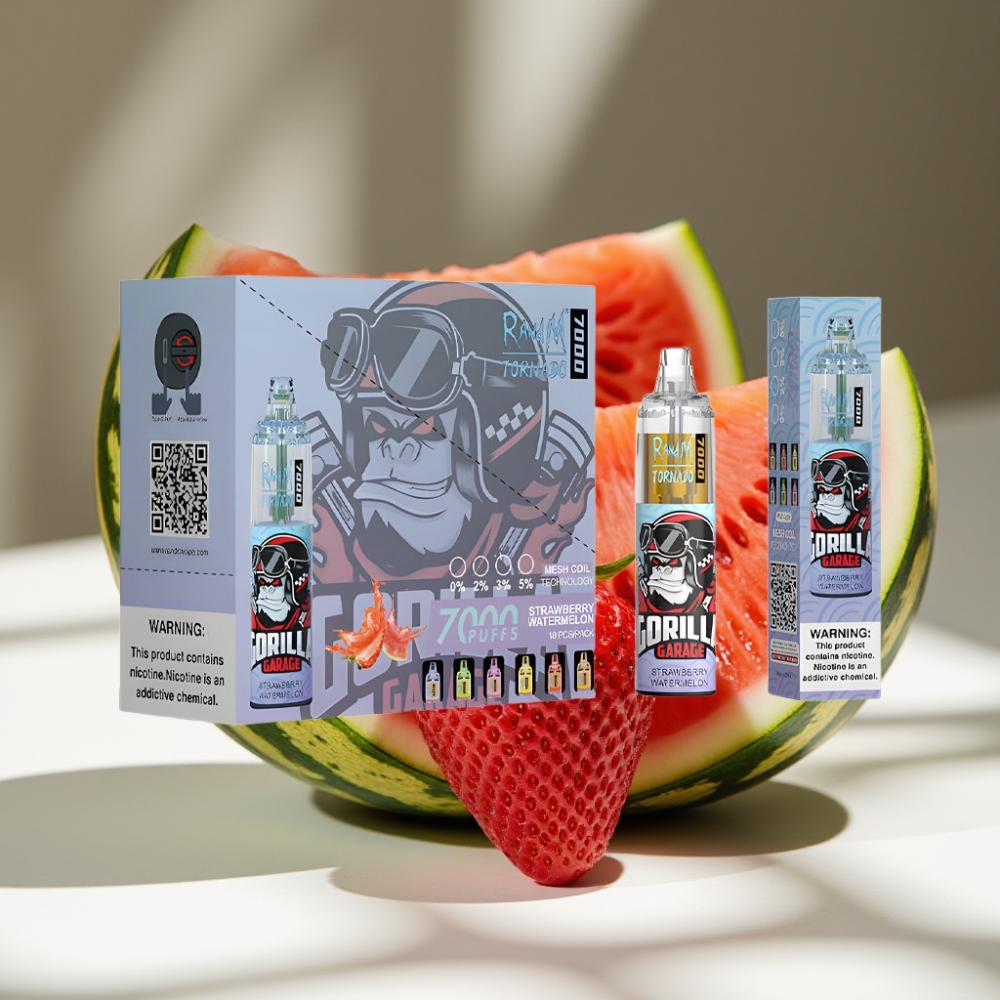 RandM Fumot Tornado 7000 Puffs Mesh Coil Disposable Vape Strawberry Watermelon