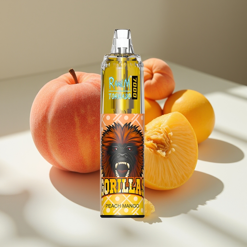 RandM Fumot Tornado 7000 Puffs Peach Mango Disposable Vape with Mesh Coil & Type-C Port