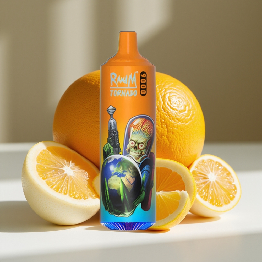 RandM Fumot Tornado 9000 Puffs Disposable Vape with Mesh Coil & RGB Display - Orange Soda