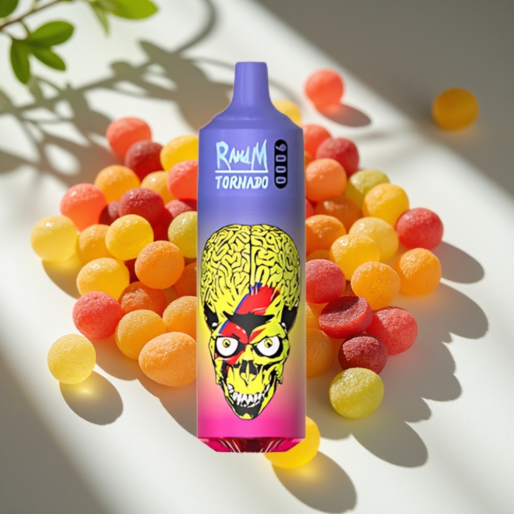 RandM Fumot Tornado 9000 Puffs Disposable Vape with Mesh Coil & RGB Display Skittles