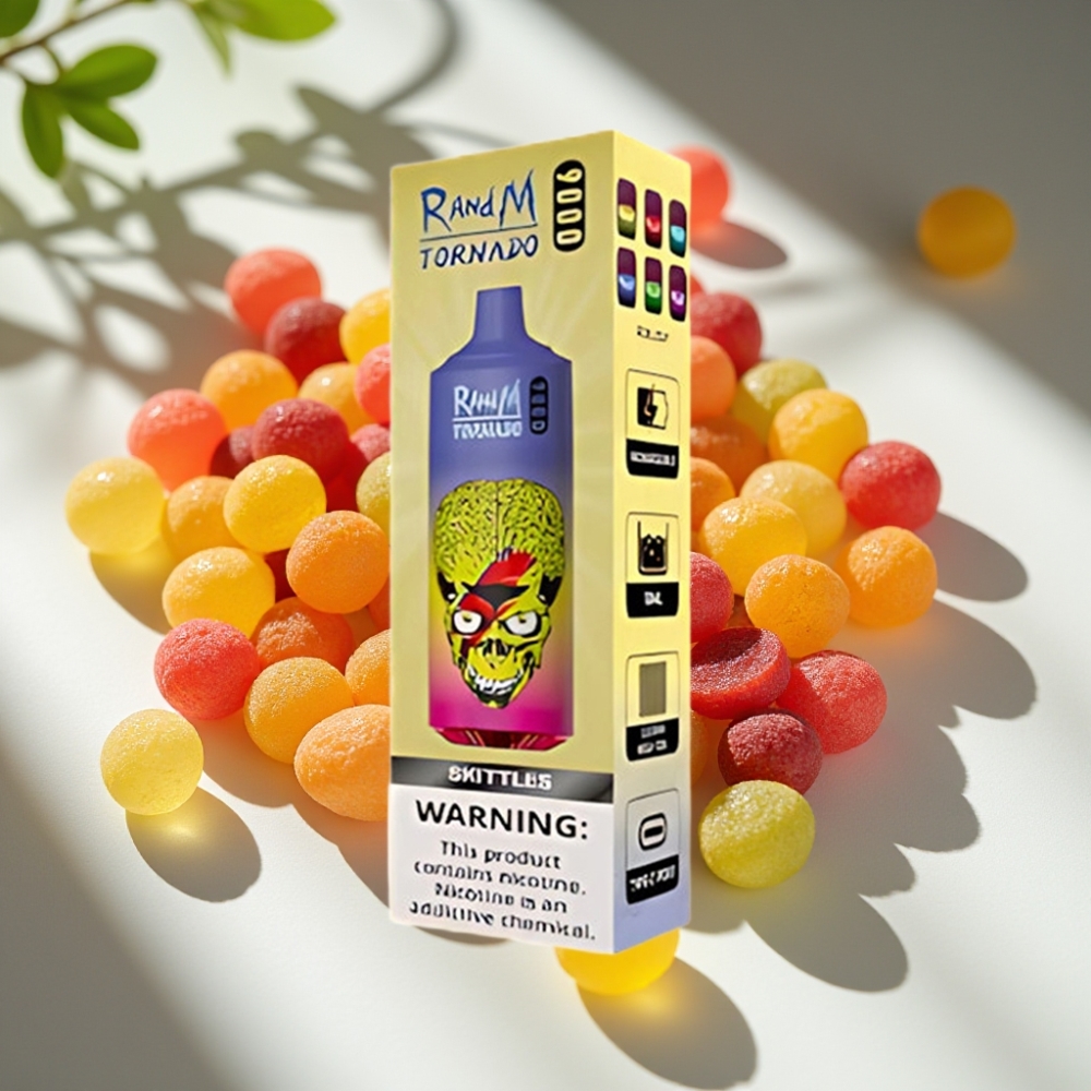 RandM Fumot Tornado 9000 Puffs Disposable Vape with Mesh Coil & RGB Display Skittles