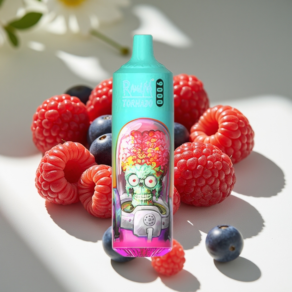 RandM Fumot Tornado 9000 Puffs Rechargeable 18mL Mesh RGB Blue Sour Raspberry