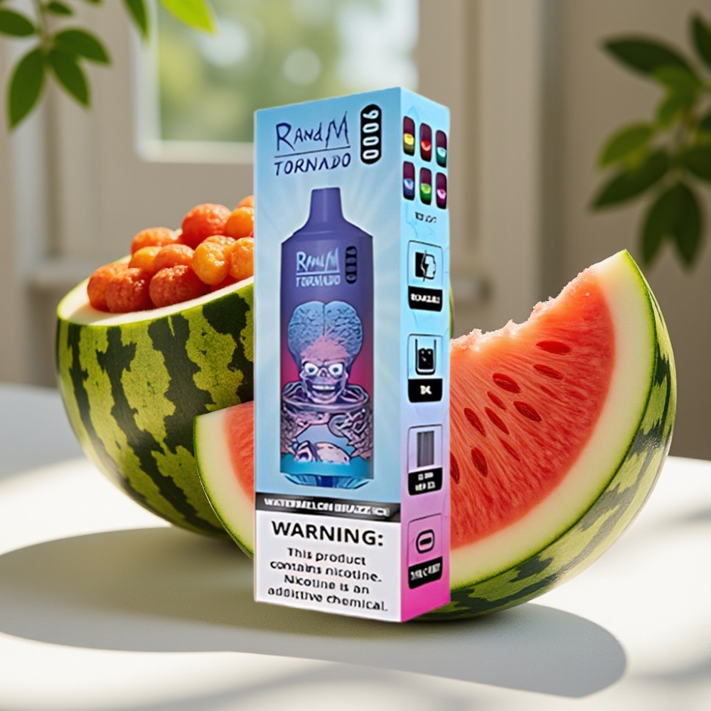 RandM Fumot Tornado 9000 Puffs Rechargeable Mesh Coil 18mL RGB Display Watermelon Brazz Ice