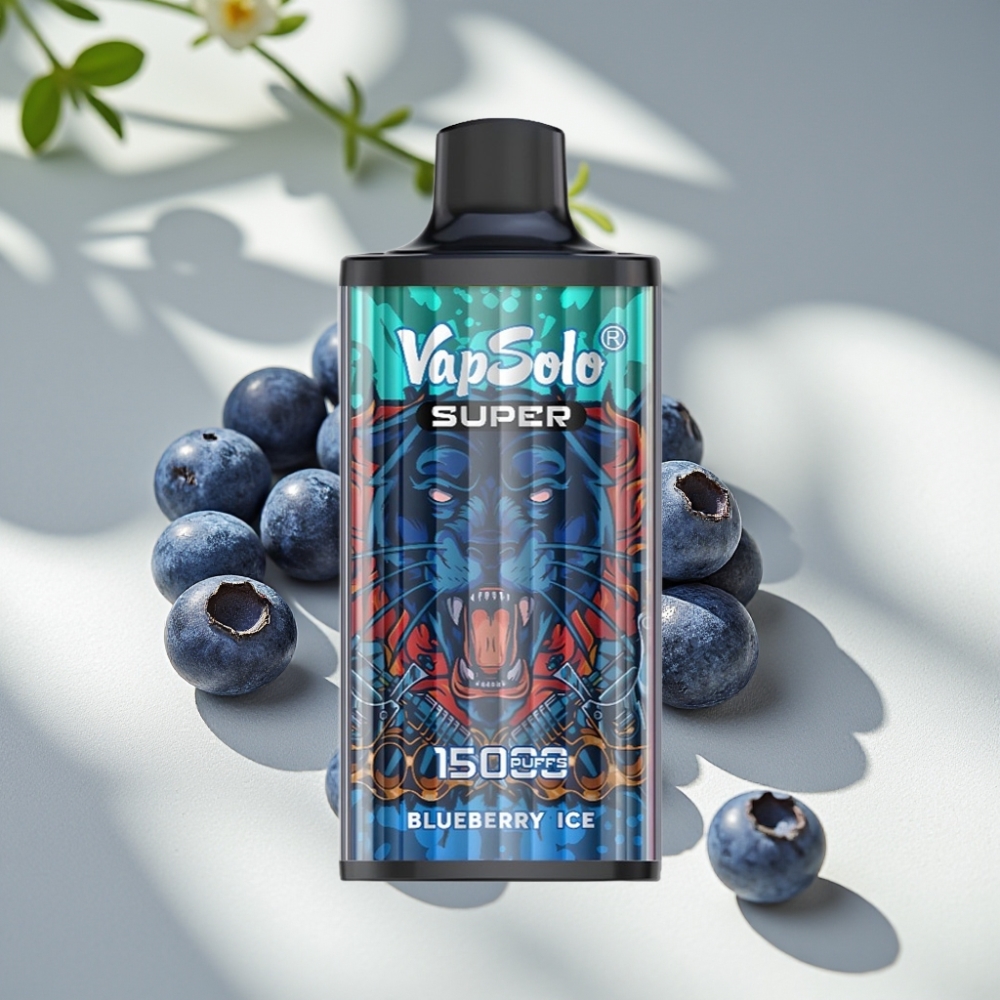 Vapsolo Super 15000 Puffs Blueberry Ice Disposable Vape with 850mAh Mesh Coil & Type-C