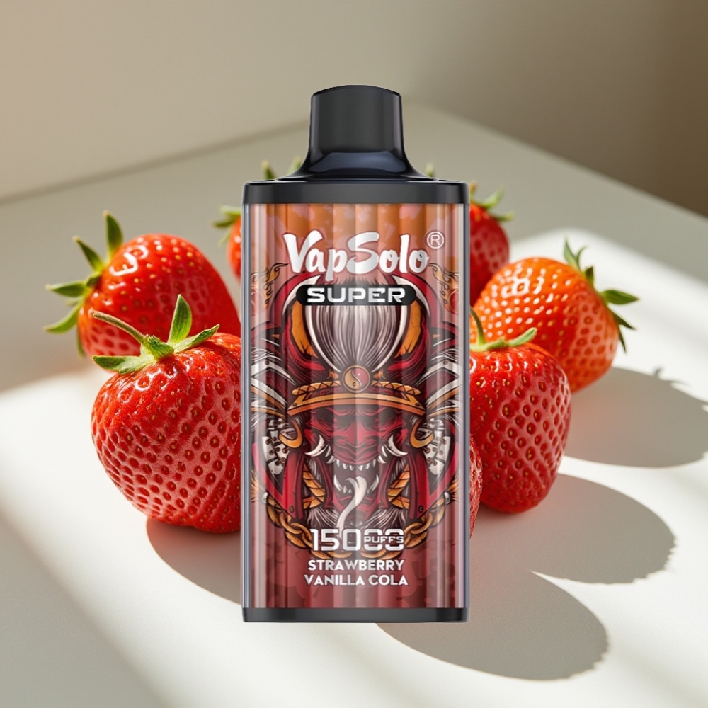 Vapsolo Super 15000 Puffs Disposable Vape Strawberry Vanilla Cola - 40ml E-Liquid, 850mAh Mesh Coil, Type-C Charging