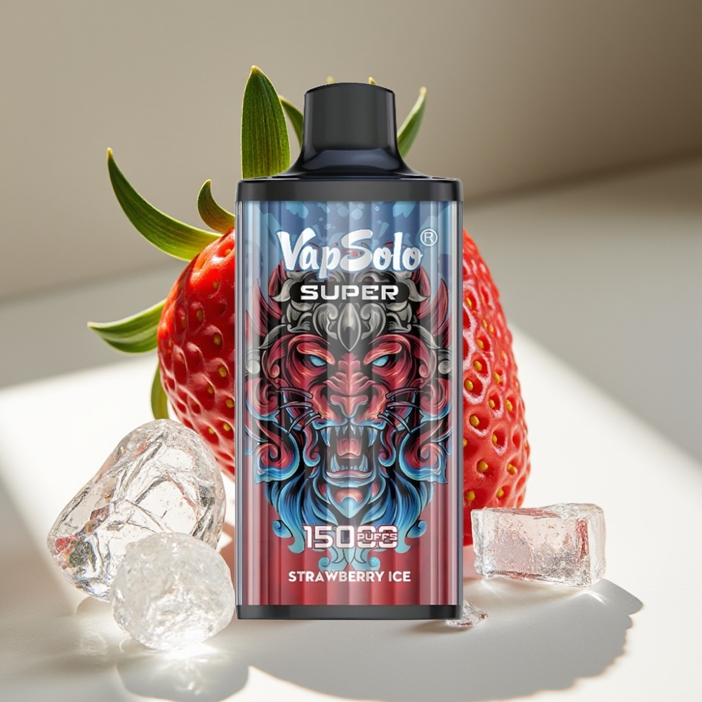 Vapsolo Super 15000 Puffs Strawberry Ice Disposable Vape with 850mAh Battery & Type-C Charging