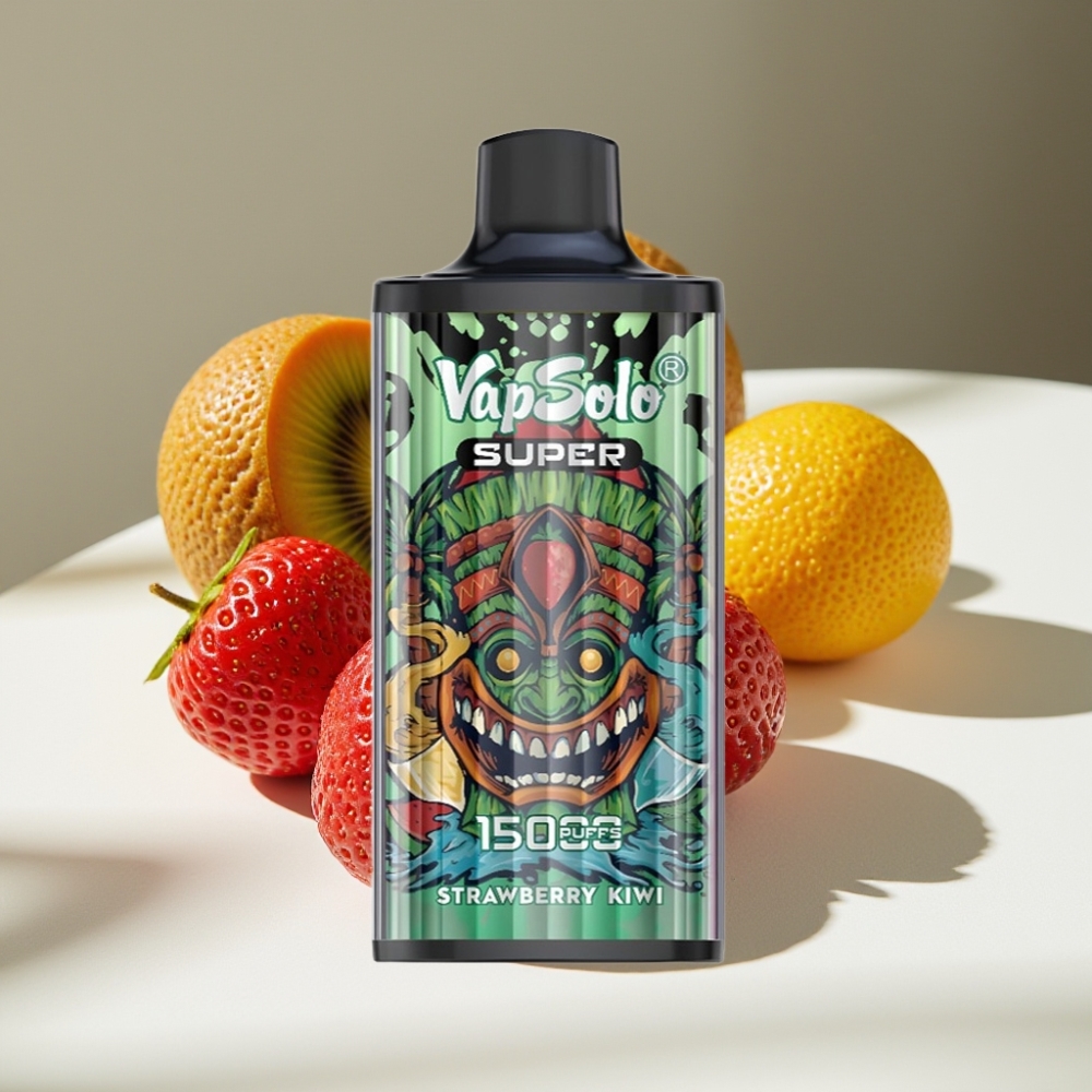 Vapsolo Super 15000 Puffs Strawberry Kiwi Disposable Vape - 40ml E-Liquid, 850mAh Mesh Coil, Type-C Charging