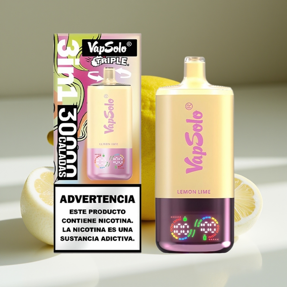 VapSolo Triple 30000 Puffs Disposable Vape 40mL Lemon Lime Type-C