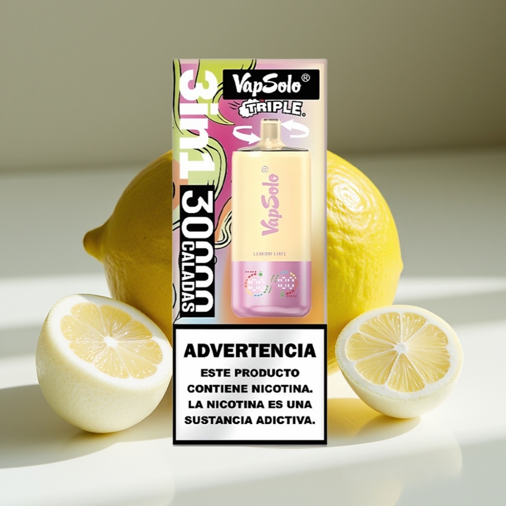 VapSolo Triple 30000 Puffs Disposable Vape 40mL Lemon Lime Type-C