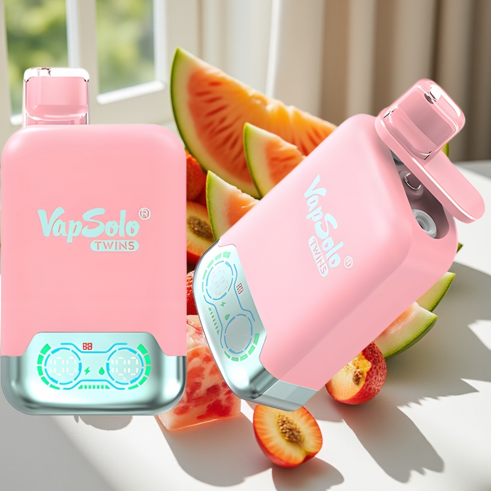 Vapsolo Twins 20000 Puffs 40ml Dual Tank Disposable Vape Strawberry Ice & Mango Peach Watermelon