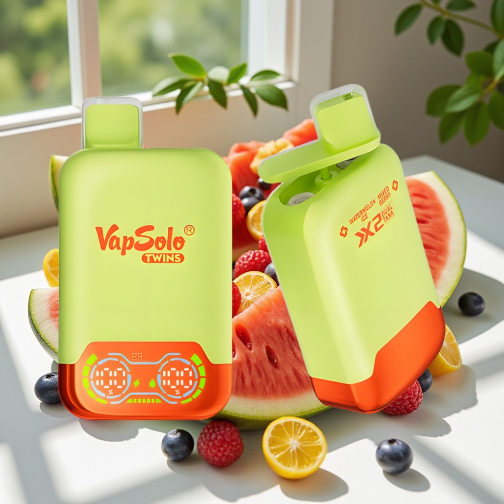 Vapsolo Twins 20000 Puffs 40ml Dual Tank Disposable Vape Watermelon Ice & Mixed Berry
