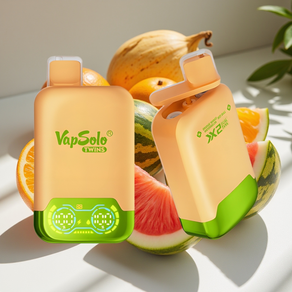 Vapsolo Twins 20000 Puffs 40ml Dual Tank Orange Mango Watermelon & Red Bull