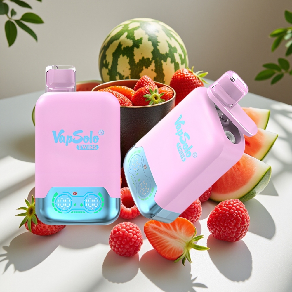 Vapsolo Twins 20000 Puffs Black Ice Dragon Fruit Strawberry & Raspberry Watermelon Disposable Vape
