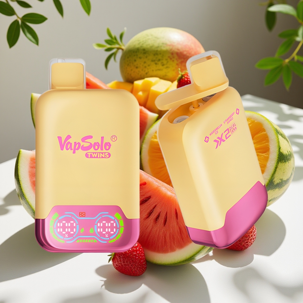 Vapsolo Twins 20000 Puffs Disposable Vape – 40ml Dual Tank, Type-C, Watermelon Ice & Strawberry Mango
