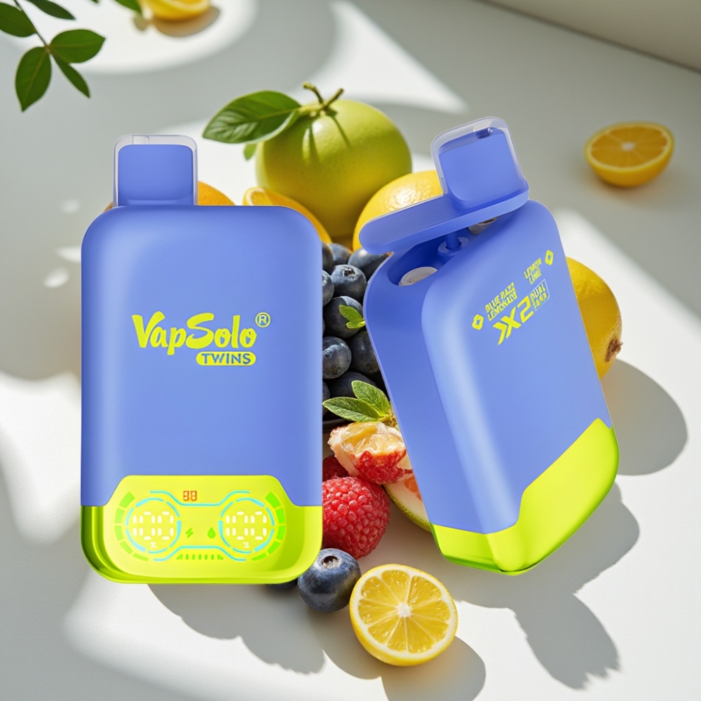Vapsolo Twins 20000 Puffs Dual Tank Disposable Vape Blue Razz Lemonade & Lemon Lime