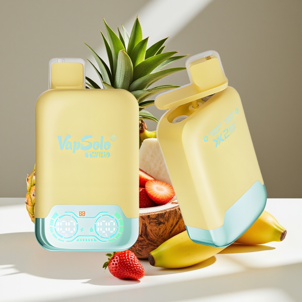 Vapsolo Twins 20000 Puffs Pineapple Coconut & Strawberry Banana 40ml Dual Tank Disposable Vape