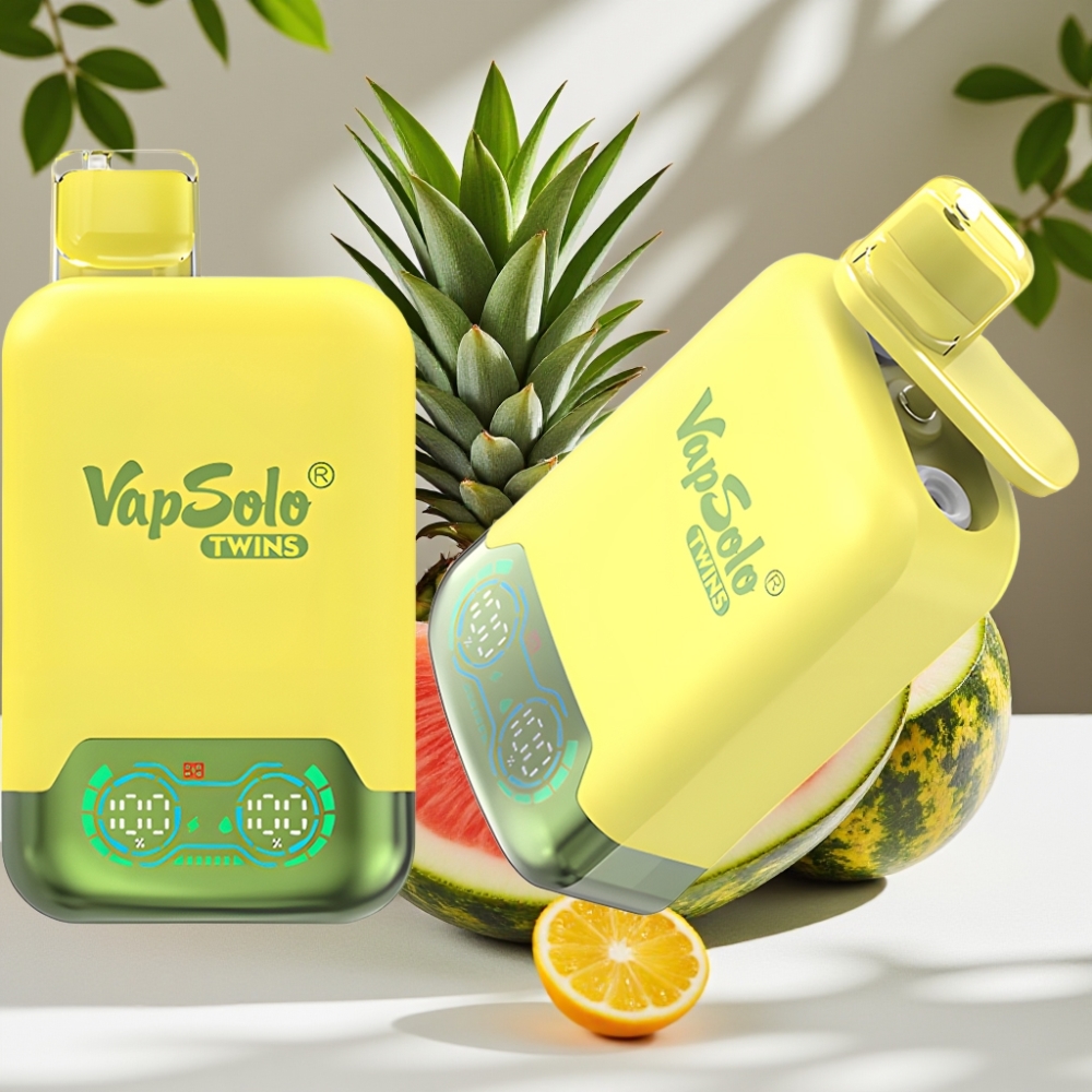 Vapsolo Twins 20000 Puffs Pineapple Coconut & Watermelon Ice Disposable Vape - 40ml, 20mg/50mg, Dual Tank, Type-C